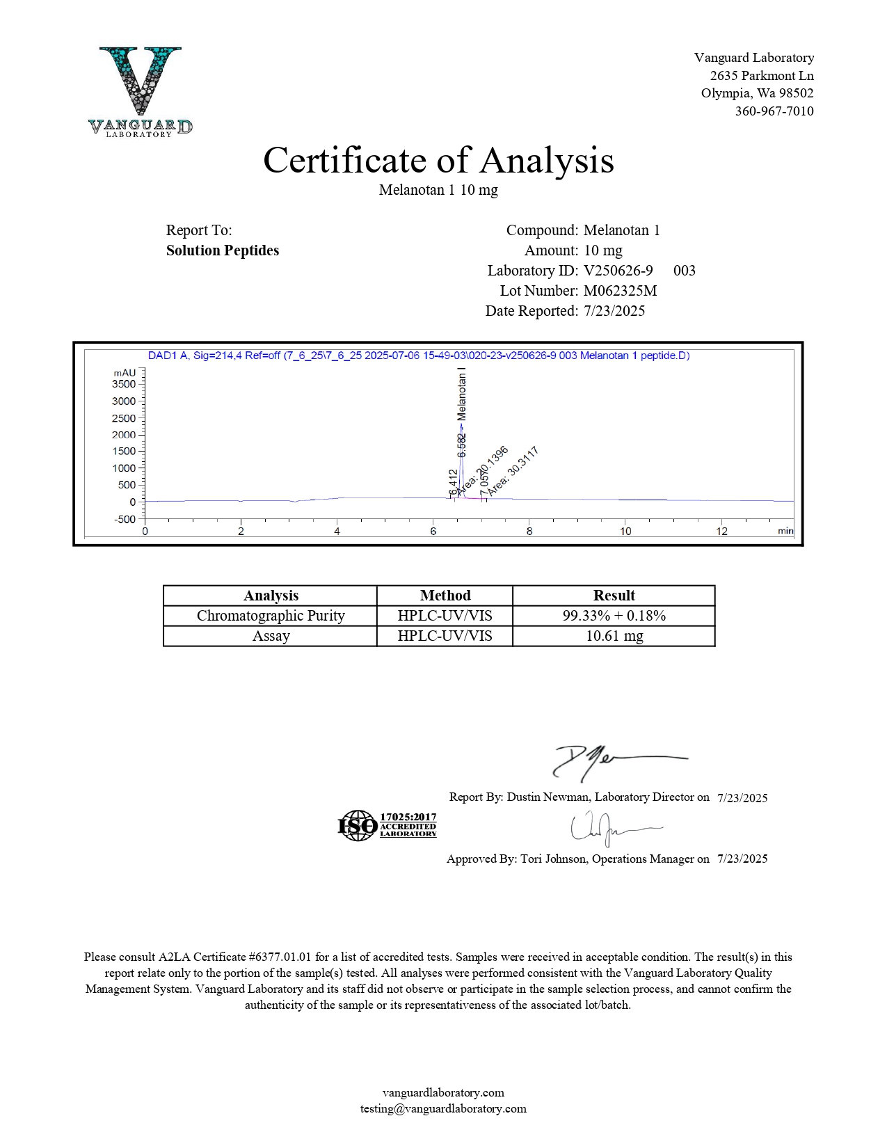 Melanotan I – 10mg (Current batch tested at 12mg) Melanotan I – 10mg (Current batch tested at 12mg)