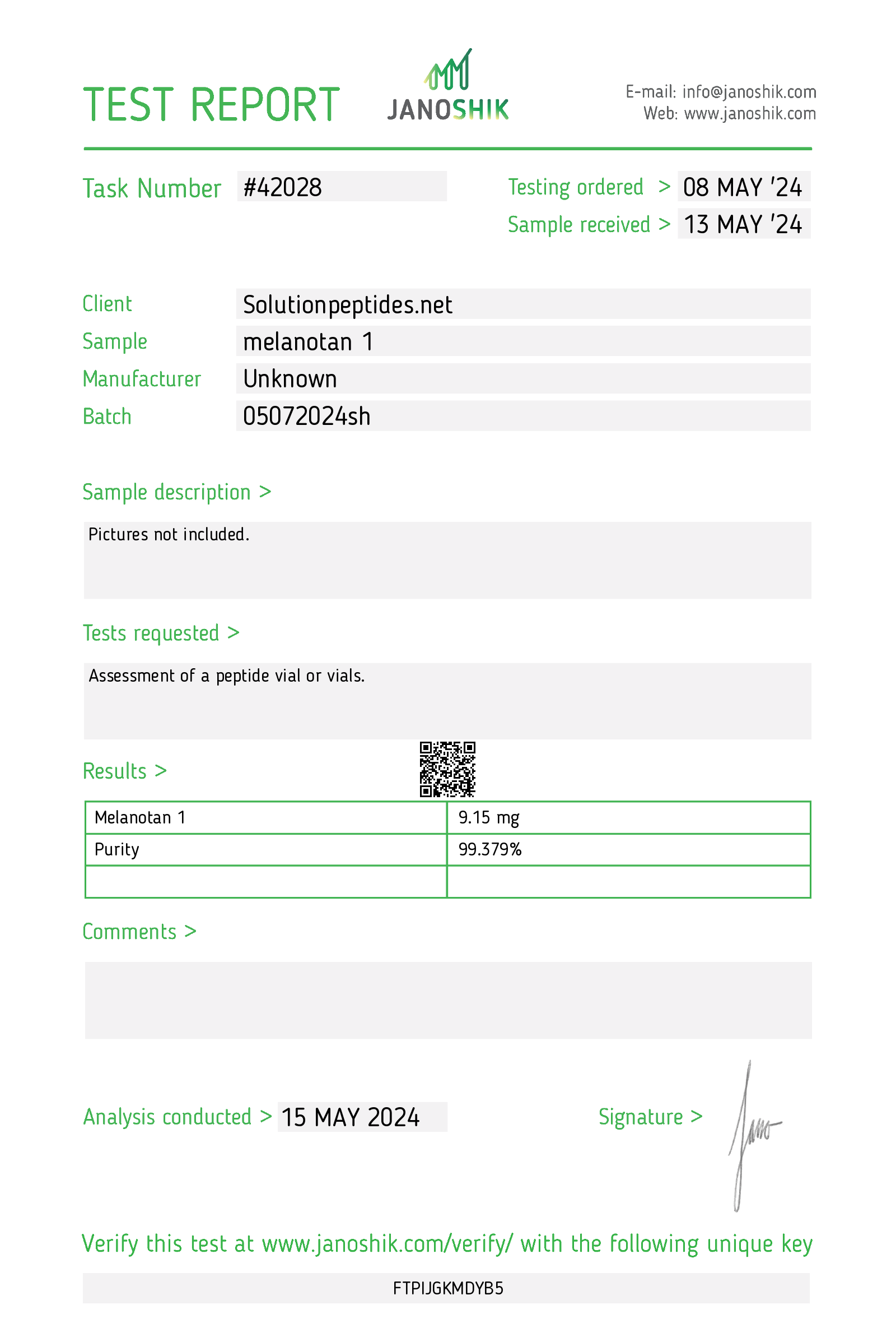 Melanotan I – 10mg (Current batch tested at 12mg) Melanotan I – 10mg (Current batch tested at 12mg)