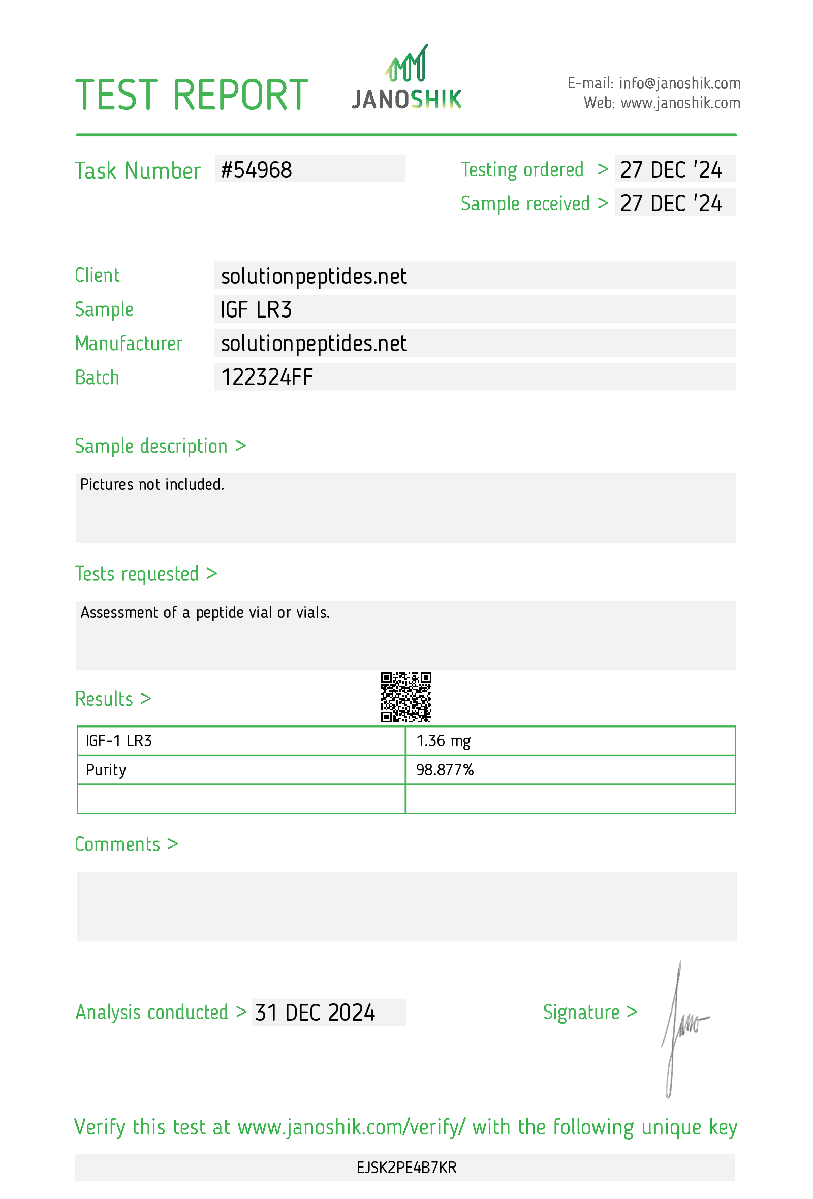 IGF-LR3 – 1mg IGF-LR3 – 1mg