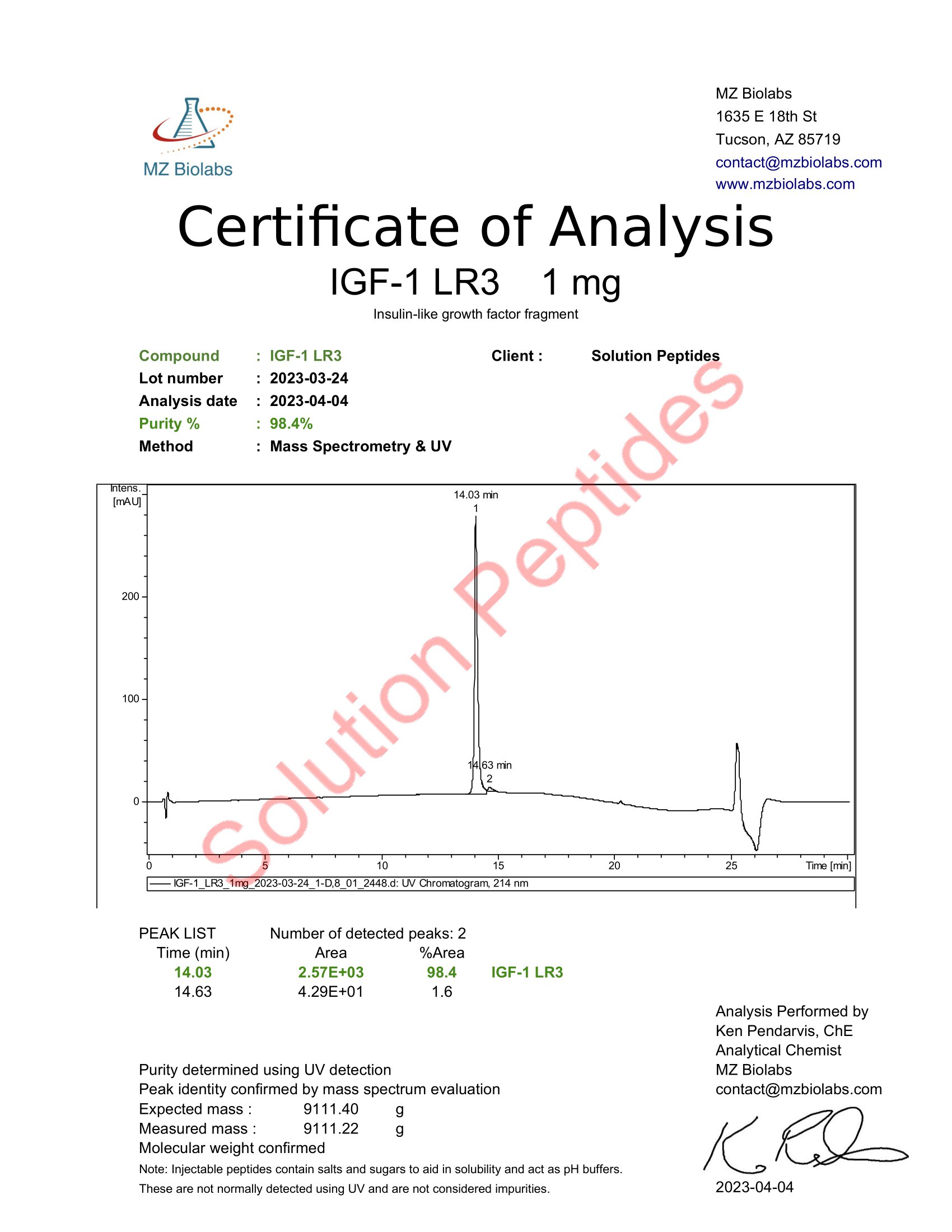 IGF-LR3 – 1mg IGF-LR3 – 1mg