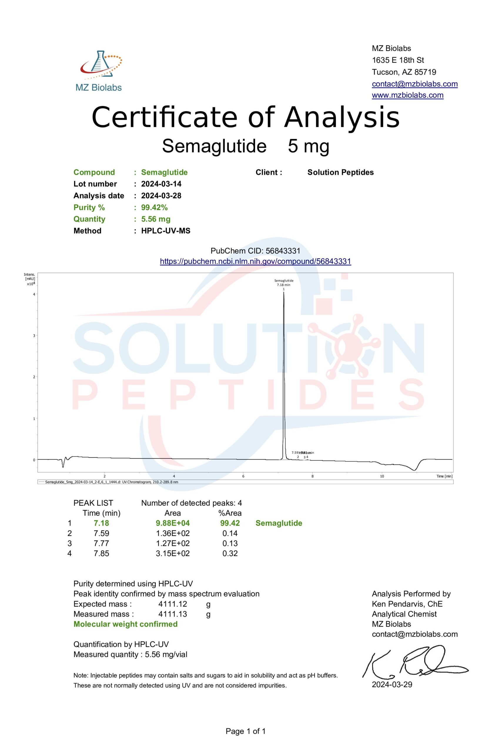 Peptide 1 (S) – 5mg Peptide 1 (S) – 5mg